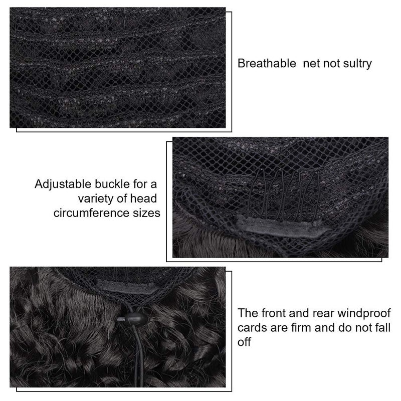 Vigorous Drawstring Ponytail Extension 14Inch Short Afro Kinky Curly Ponytail for African Women Fluffy Pony Tails Hair Extensions Synthetic Hairpiece for Daily Use(1B) - Image 4